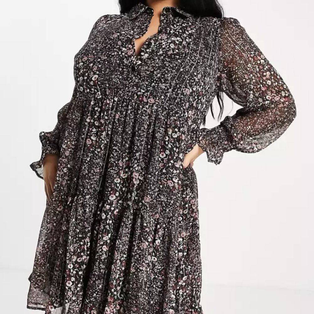 NWT Yours mini dress in rust floral print in size US 20